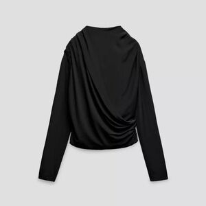 Zara Studio draped black blouse